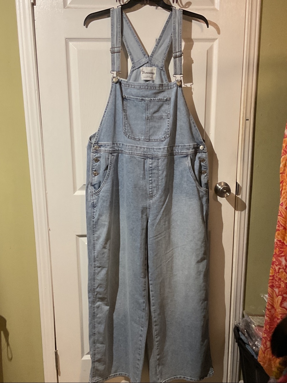 No Boundaries Light Blue Denim Wide Leg Overalls